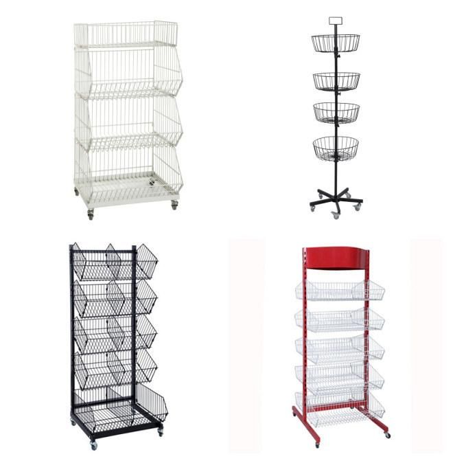 Powder Coated Supermarket Rolling Wire Display Rack