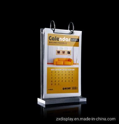 Clear Acrylic Calendar Display Stand with Customized Company Logo