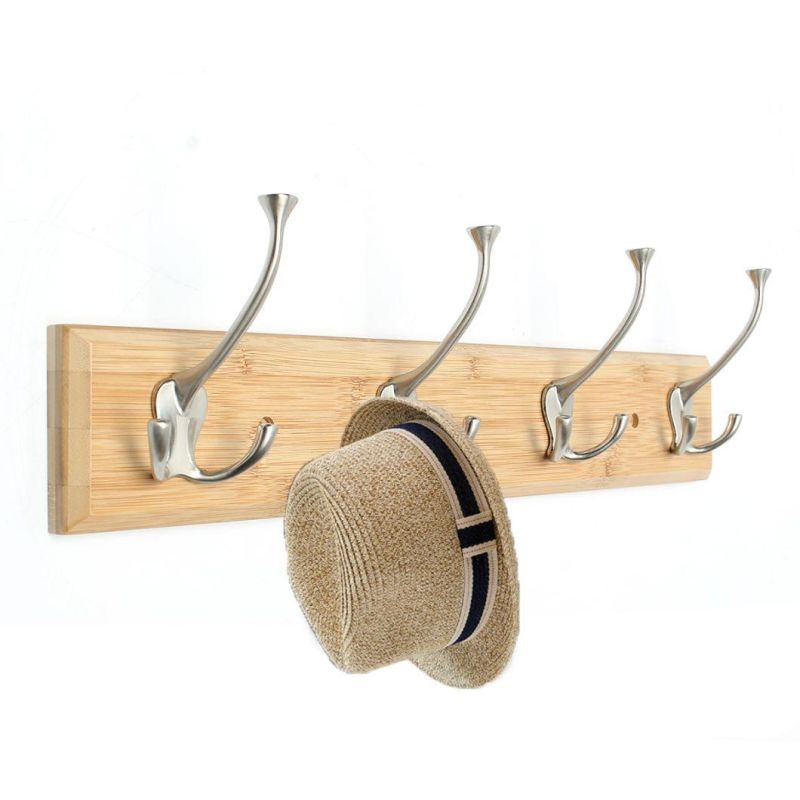 Solid Wood Bamboo Wall Mounted Coat Clothes Rack