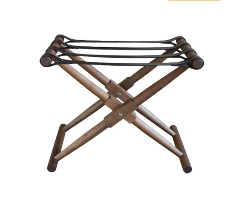 Folding Design Stable Durable Casual Home Hotel Bamboo Luggage Rack with Shoe Shelf