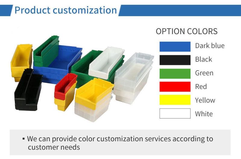 China Multi-Functional Industrial Stackable Workshop/Warehouse/Garage/ Vertical Lift Storage Hardware Spare Parts Plastic Shelf Tray with Dividers/Partition