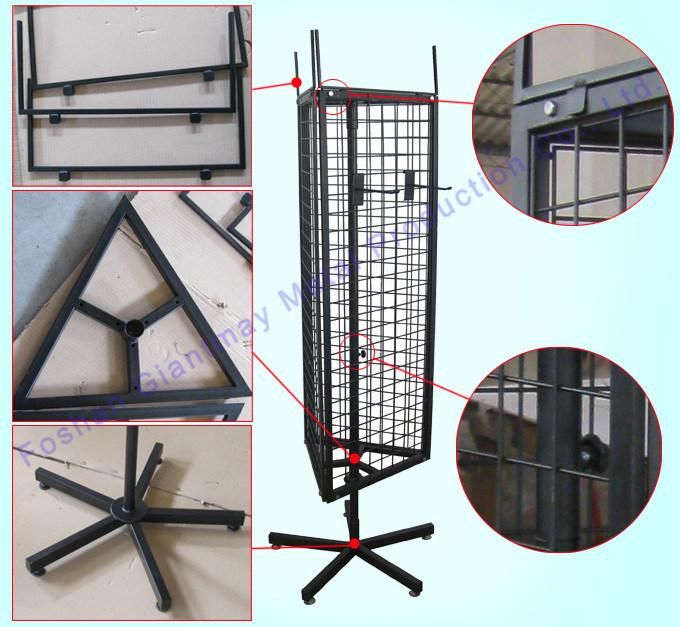 Triangle Hanging Free Standing Metal Spinner Wire Grid Shelving Rack