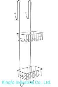 2 Tier Metal Bathroom Wire Organizer Shelf Shower Caddy-Shower Rack Kfs60042-2