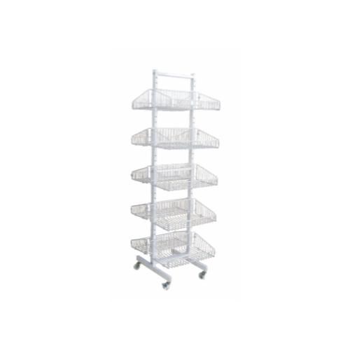Three-Side Perforated Back Panel Display Stand with Five Wheels