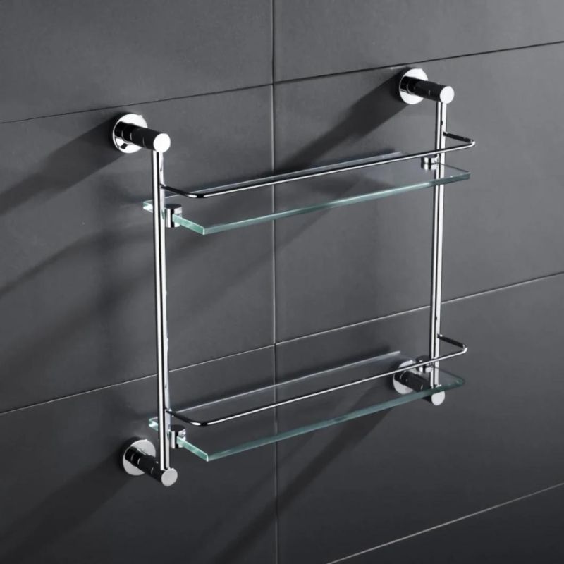 Bathroom Tempered Glass Shelf Wall Mounted Glass Shower Rack