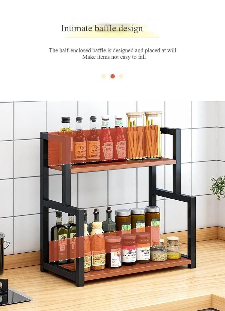 Kitchen Storage Shelf Steel Seasoning Rack 2 Layers 3 Layers