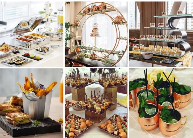 High Gloss Mobile Buffet Catering Banquet Food Serving Display Dessert Frame Stand Shelf Party Restaurant Foldable Buffet Food Rack