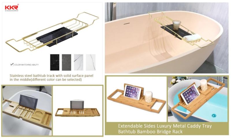 100% Bamboo Over Bathtub Tray Bath Caddy Extendable Natural Bathroom Rack Tray