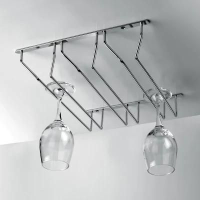 Wire Chrome Triple Hanging Wine Glass Rack for Bar Kitchen Storage Solution