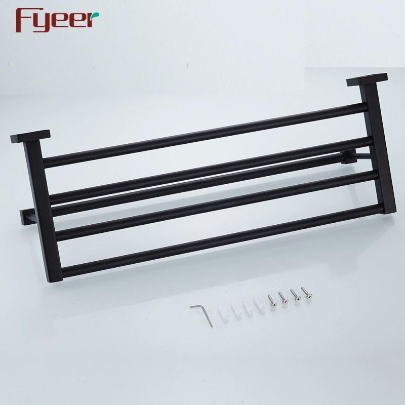 Fyeer Bathroom Accessory Aluminum Matt Black Towel Rack