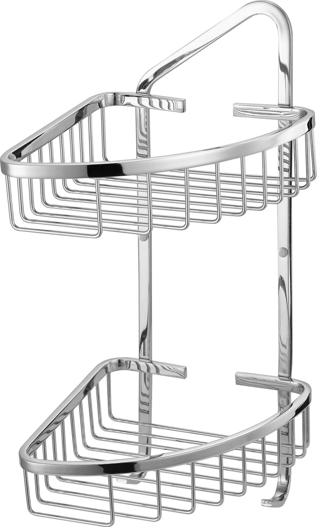 Double Layer Shower Basket Stainless Steel Bathroom Corner Rack