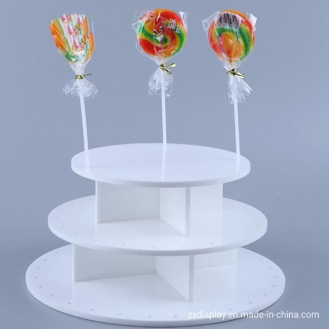 New Design Acrylic White Lollipop Stand Stick Candy Rack for Counter Display