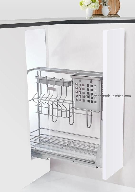 Soft-Closing Pull out Kitchen Cabinets Drawer Season Kitchen Wire Storage Oil Sauces Chopping Board Drawer Baskets Slide out Spice Holder Rack