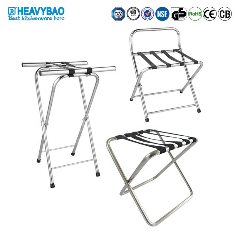 Heavybao Metal Baggage Shelf Guest Room Stainless Steel Folding Luggage Racks