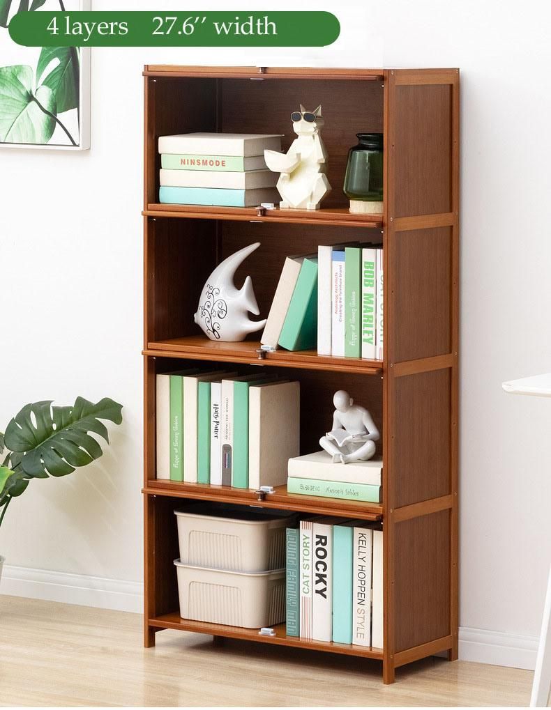 Bamboo Book Rack Bookshelf Bookshelf Kitchen Storage Cabinet 3/4/5 Layers Cupboard Bookcase Bookrack in Bamboo