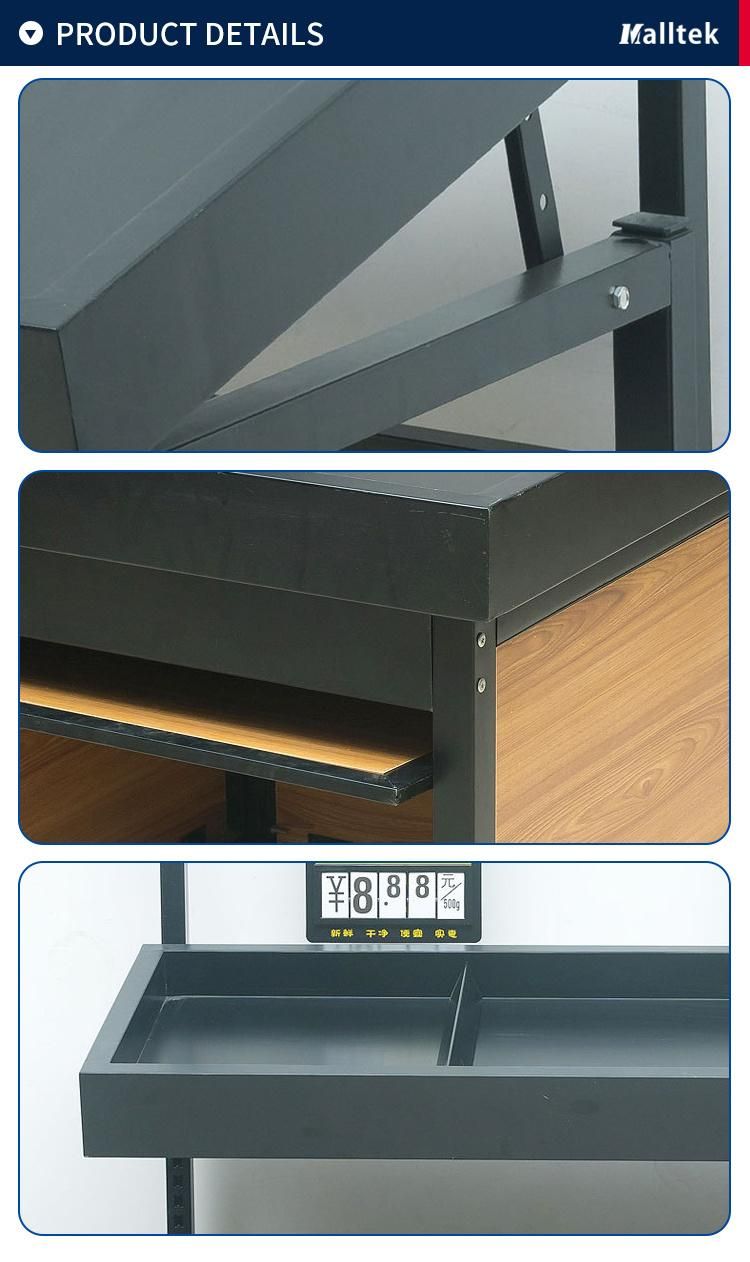 Supermarket Steel-Wood Display Stand Fruit and Vegetable Shelf Rack