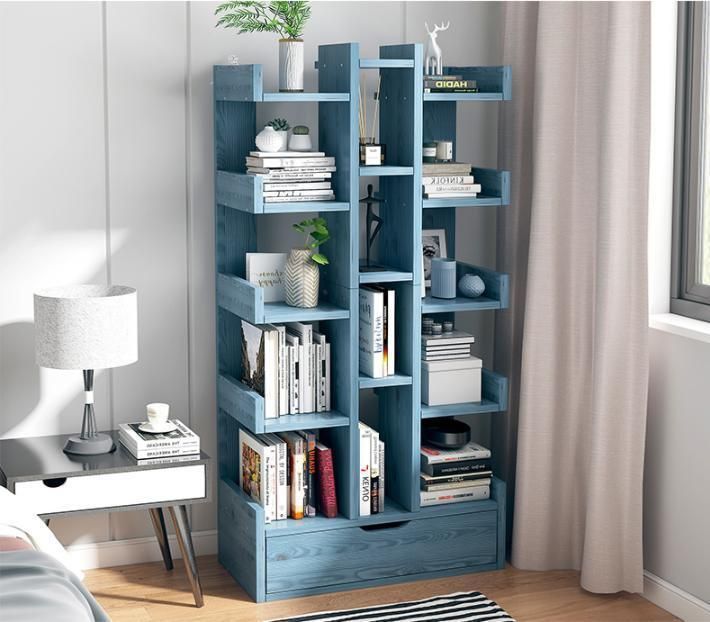 Bookshelf Household Simple Floor Tree-Shaped Small Storage Rack Bedroom Storage Rack Living Room Multi-Layer Lattice Bookcase