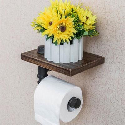 Rustic Toilet Paper Roll Towel Holder Urban Black Pipe Wall Paper Towel Bathroom Accessories