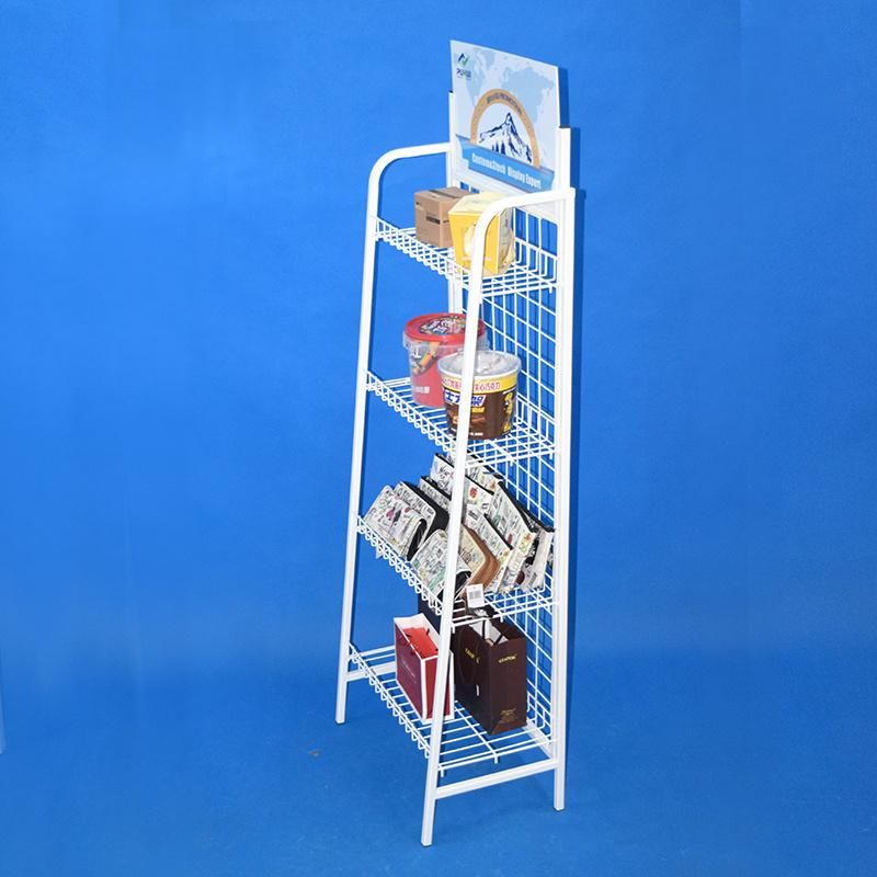 Free Standing Four Tiers Wire Shelf Metal Display Rack (PHD8041)