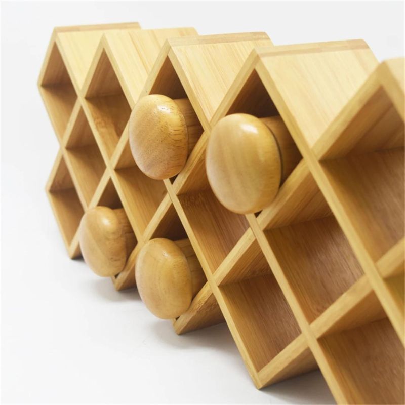 Countertop Wood Wine Rack Bamboo Wine Bottle Storage Holder Rack