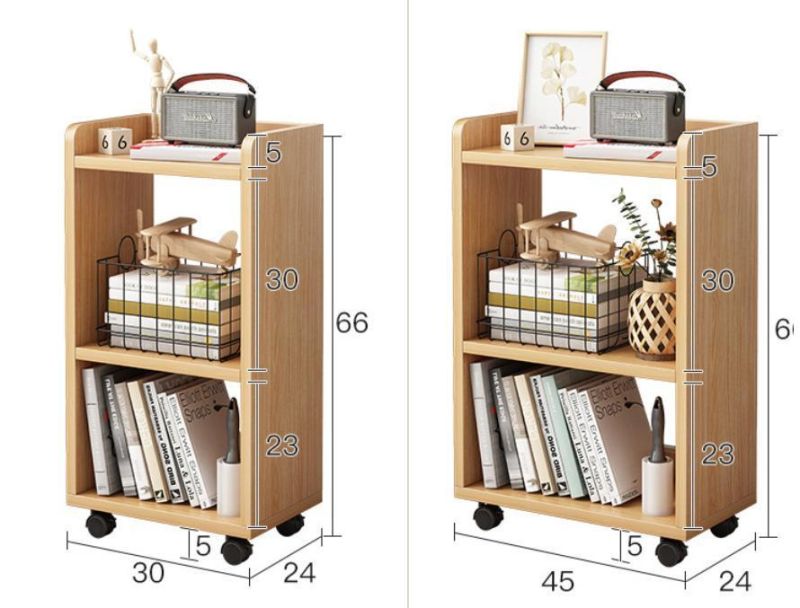 Movable Bookcase with Wheels Bookshelf Lattice Frame Bookcase