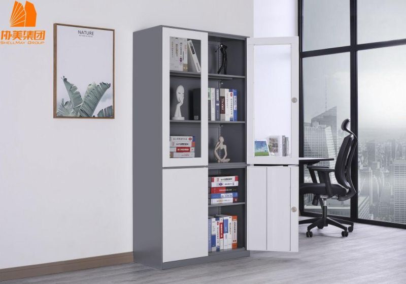 Metal Bookcase with 4 Sliding Doors Steel File Cabinets