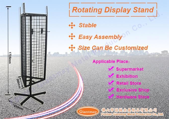 Giantmay 3 Sided Retail Metal Revolving Display Wire Rotating Rack