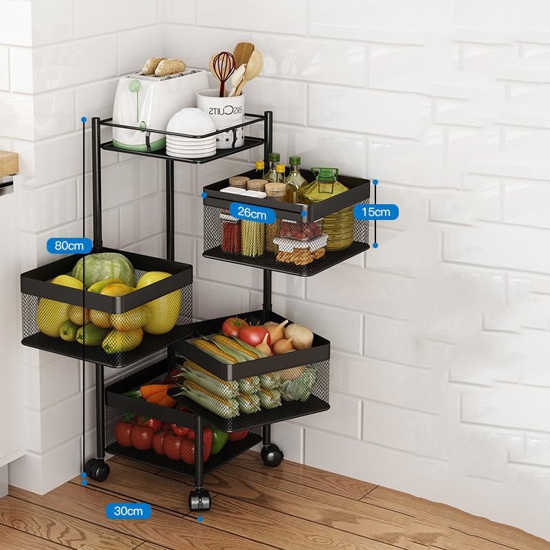 Multi-Layer Fruit Vegetable Rack Home Shelf Rotating Living Room Floor Kitchen Storage Rack Wbb15960