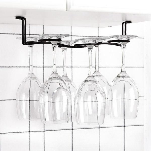 Over The Cabinet Metal Wine Glass Rack for Kitchen and Bar