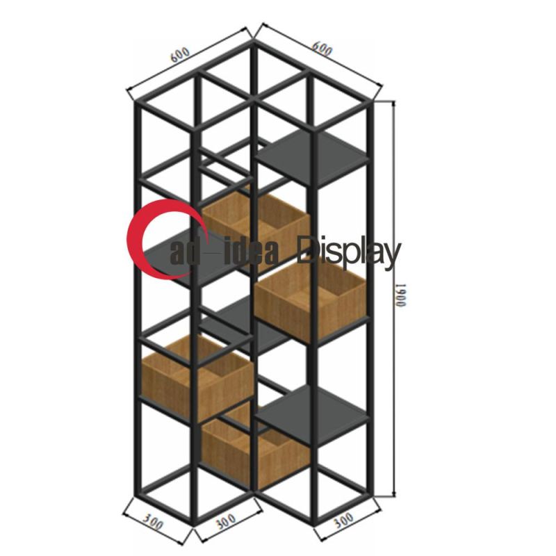 Wooden Container Wine Shelf Supermarket Cabinet Display Rack Double-Sided Multi-Layer