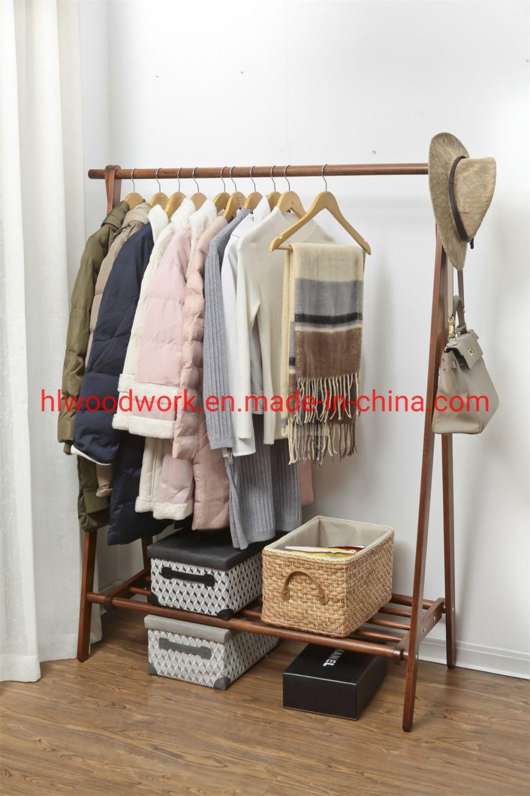 Beech Wood Stand Coat Rack Stand Hanger Foyer Furniture Brown Color Fabric Style Living Room Coat Rack Bedroom Coat Rack