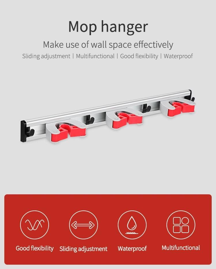 Boomjoy Multifunction Storage Mop Holder Cleaning Tool Hook Bathroom Wall Organizer Mounted Sundries Plastic Bag Rack Home Storage Rack