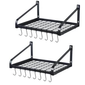 2021 High Quality Kitchenware Metal Storage Shelf Plate Bowl Drainer Dish Drying Rack Kitchen Rack Storage for Home with Hooks