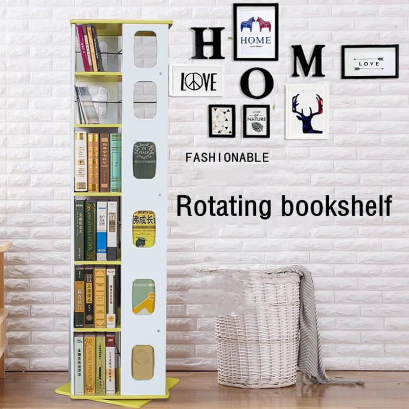 360 Degree Rotating Bookshelf European Simple Large Capacity Bookshelf CD Rack