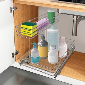 Wholesale 2 Tier Stainless Steel Sliding Under Sink Storage Rack