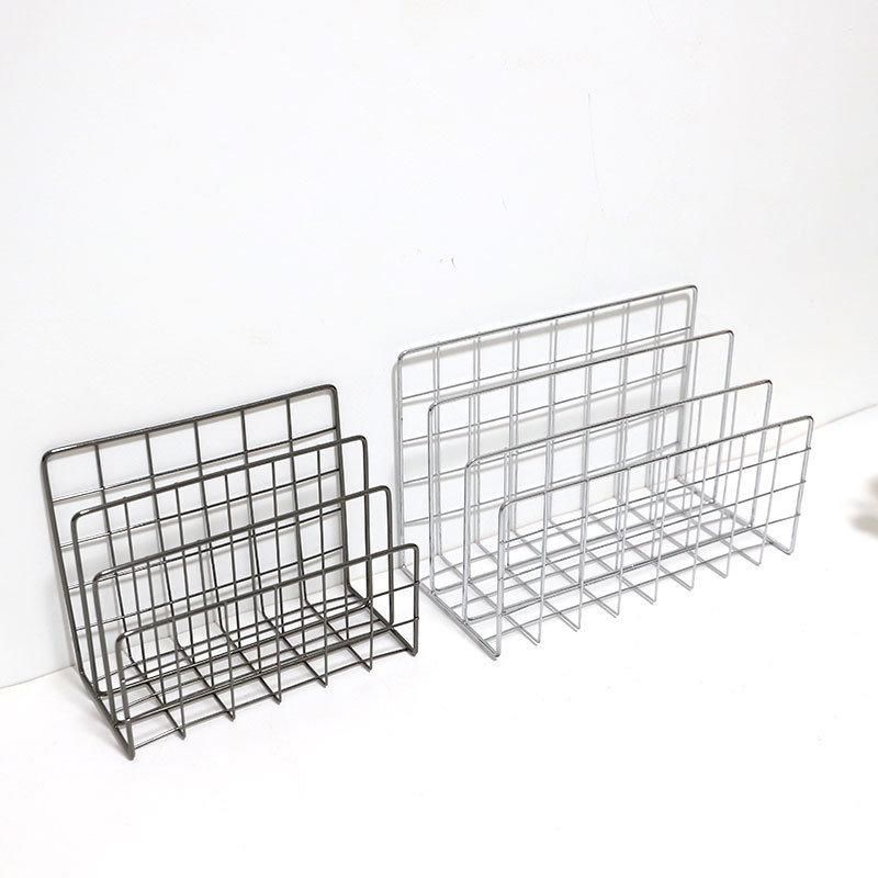 Metal Iron Desktop Bookstand Bookstop Magazine Book Sorting Storage Rack Desk Storage Rack