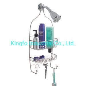 2 Tier Metal Bathroom Wire Organizer Shelf Shower Caddy-Shower Rack KFS60038