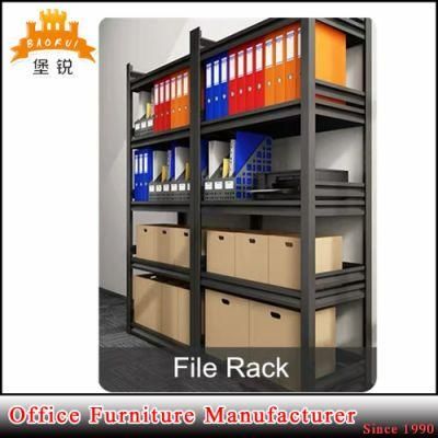 Customize 5 Shelves Black Powder Coated Metal Storage Office Room File Rack