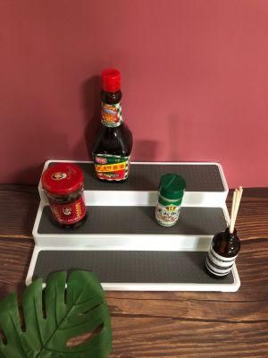 Kitchen Plastic Non-Slip 3 Tier Spice Step Shelf Rack Organizer for Cabinet