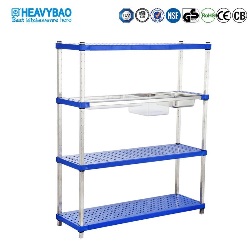 Heavybao Hight Quality 4-Tier Plastic Adjustable Shelf Storage Rack