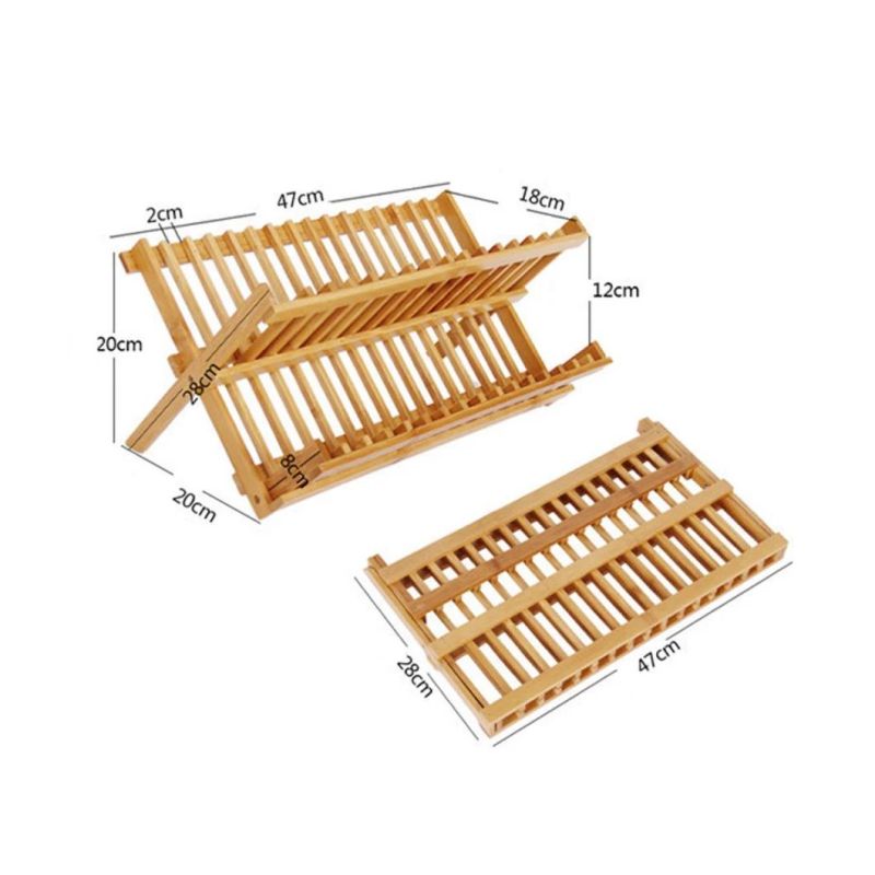 Bamboo Holder Stand Plates Drying Storage Kitchen Wood Tool Dish Drainer Rack Bh-4001