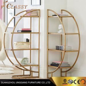 Modern Stainless Steel Luna Bookcase Display Rack with Glass Shelf