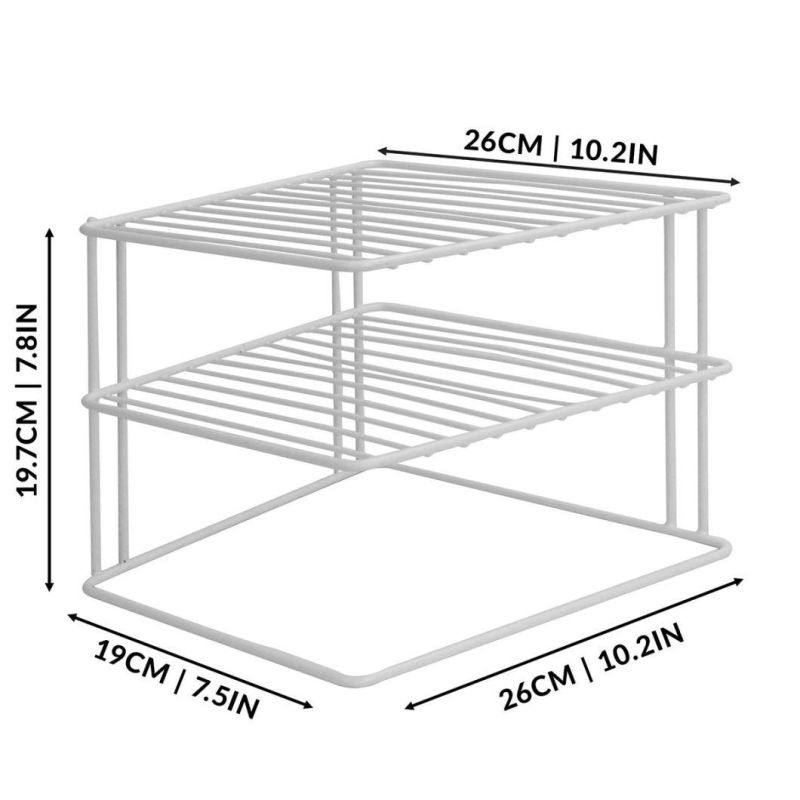 2 Tier Kitchen Cupboard Storage Corner Space Saving Shelf Rack