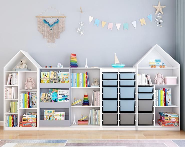 Solid Wood Children′ S Bookshelf, Floor Stand, Living Room Shelf