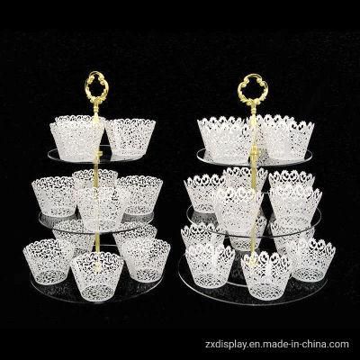 3 Layers Round Acrylic Cupcake Holder Stand for Wedding Party Dessert Displays