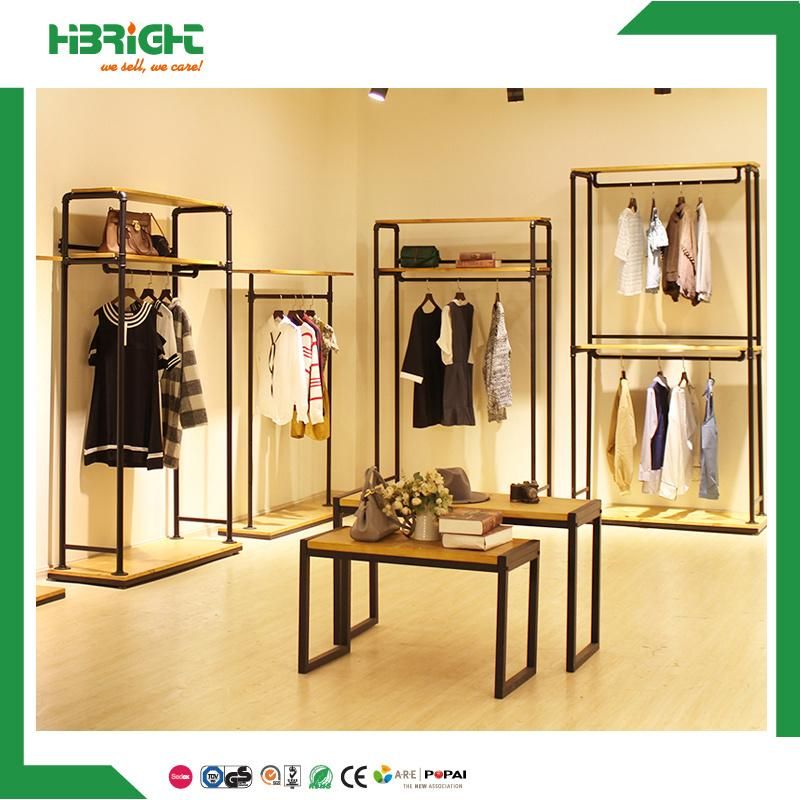 Wooden Clothes Hanging Garment Rack for Clothing Shop