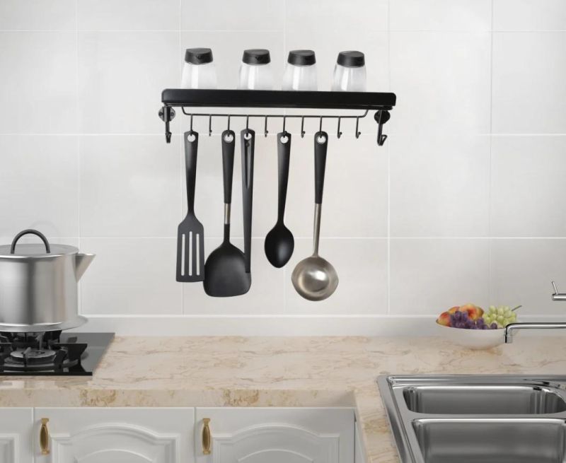 Wall Mounted Metal Kitchen Utensils Rack with 12 Hooks