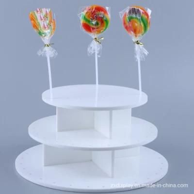 New Design Acrylic White Lollipop Stand Stick Candy Rack for Counter Display