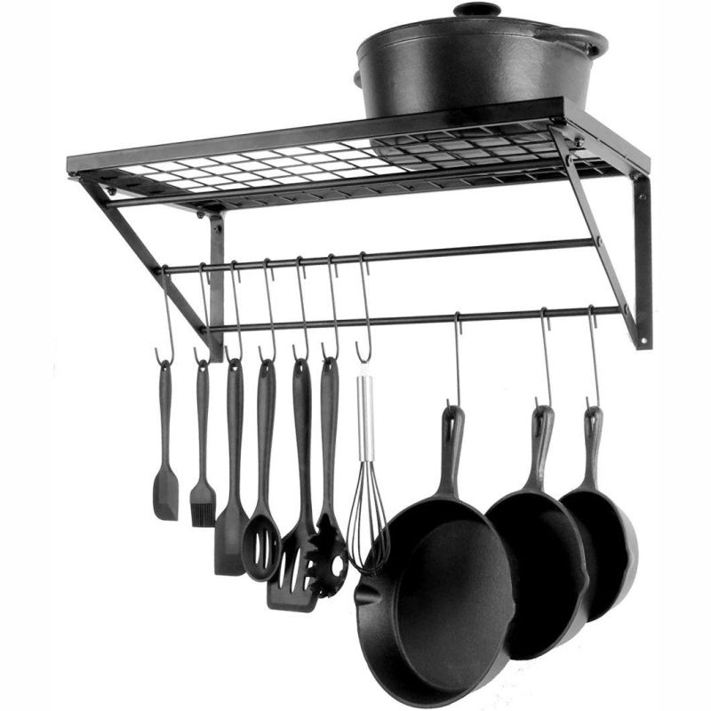 Metal Wall Mounted Kitchen Pots & Pan Storage Rack