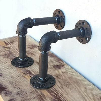 Home Decoration Retro Black Iron S/M/L Wall Floating Pipe Shelf Bracket